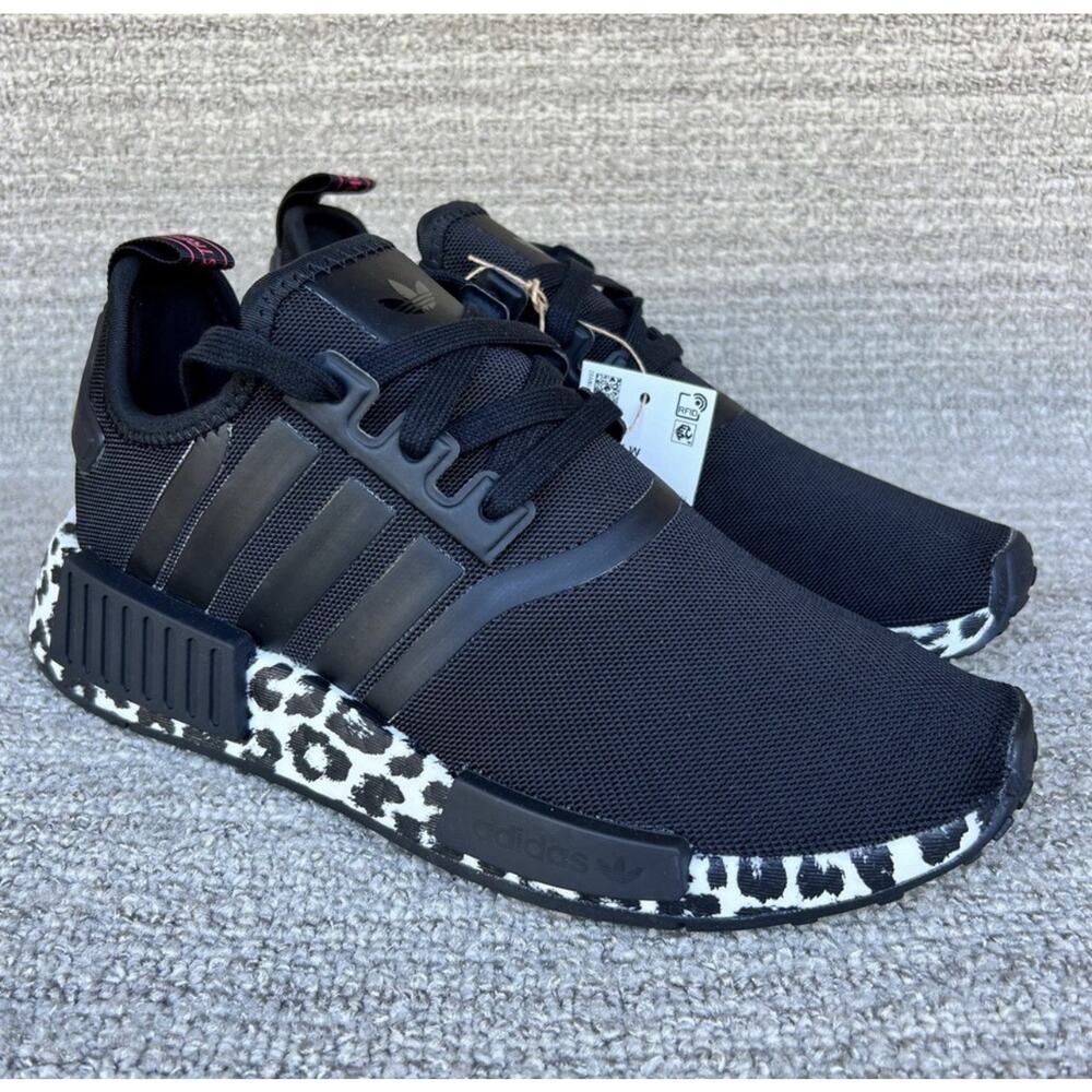 Adidas NMD R1 Black / Leopard Running Shoes Women's Size 6 US NWB